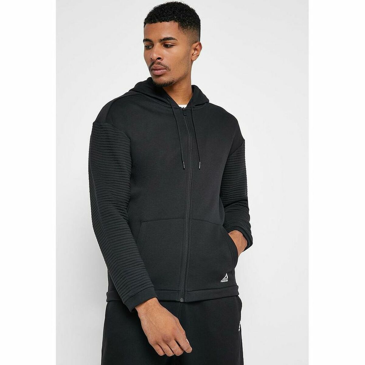 Sudadera con Capucha y Cremallera Hombre Reebok WOR FLEECE FZ HOOD EC0900 Negro - Vista 2